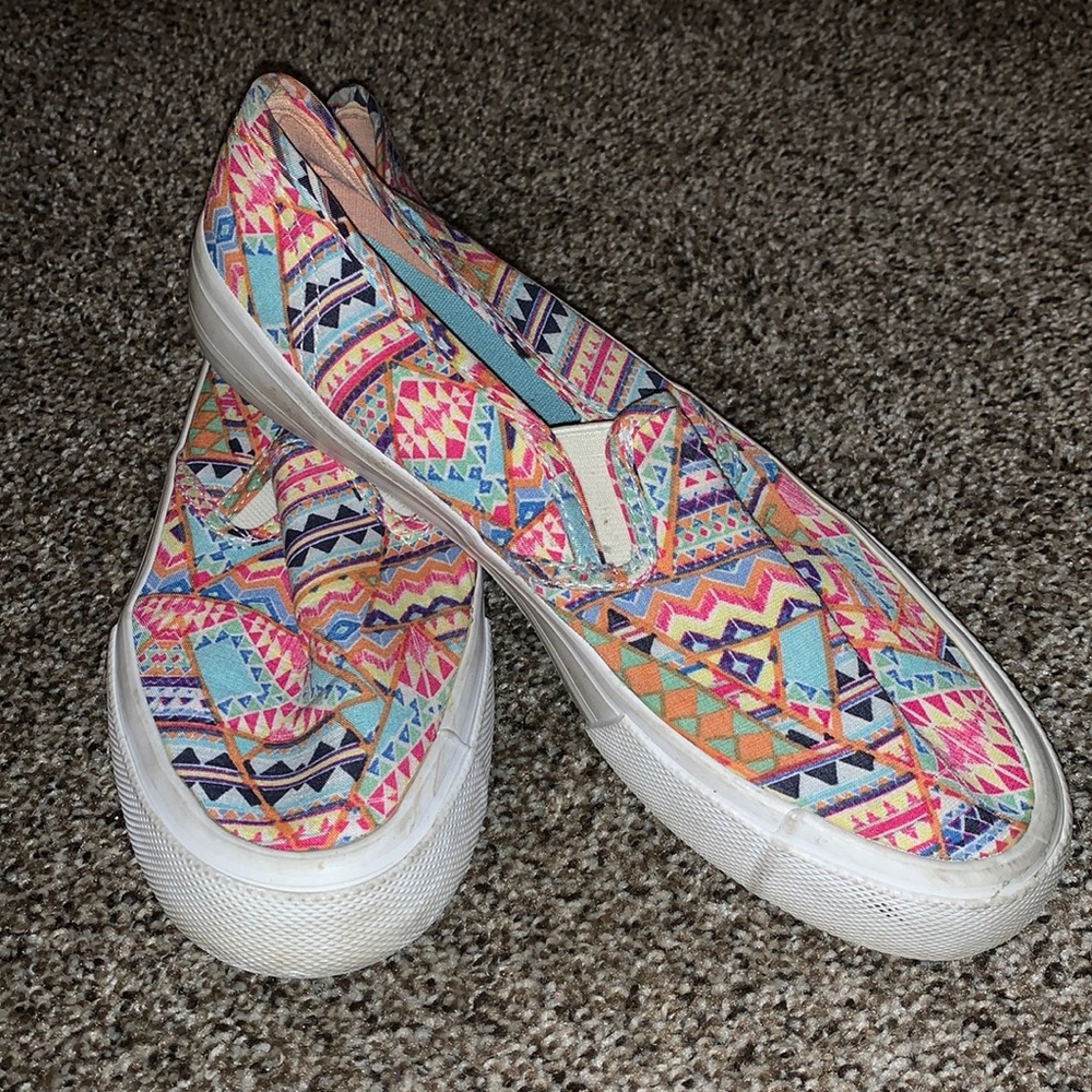 multicolored slip ons
